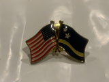 USA Curacao Friendship Flags Lapel Hat Pin CJ