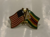 USA Zimbabwe Friendship Flags Lapel Hat Pin CK