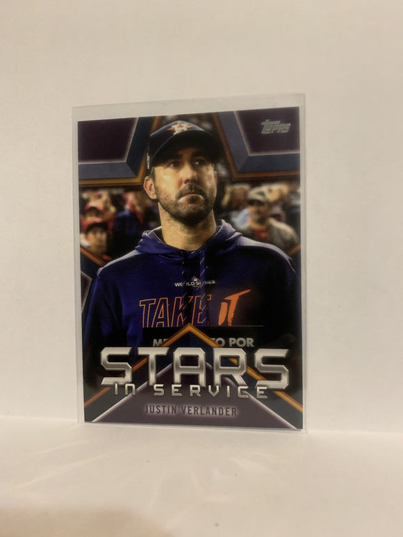 SIS-24 Justin Verlander Stars in Service Houston Astros 2021 Topps Series One Baseball Card