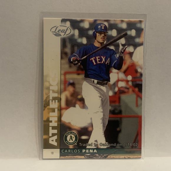 #48 Carlos Pena Oakland Athletics 2002 Donruss Leaf Baseball Card HU