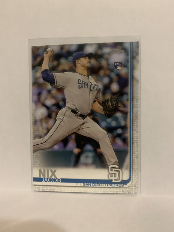 #33 Jacob Nix Rookie San Diego Padres 2019 Topps Series 1 Baseball Card