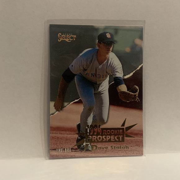 #200 Dave Staton Rookie Prospect San Diego Padres 1994 Score Select Baseball Card HV