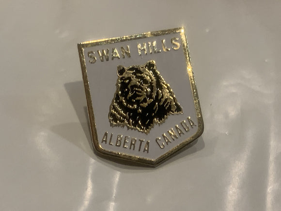 Swan Hills Alberta Canada Bear Lapel Hat Pin CL