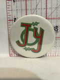 Joy Christmas Holly Button Pinback