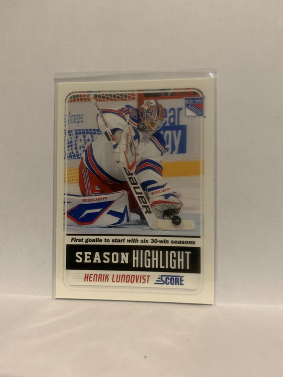 #25 Henrik Lundqvist Glossy New York Rangers 2011-12 Score Hockey Card
