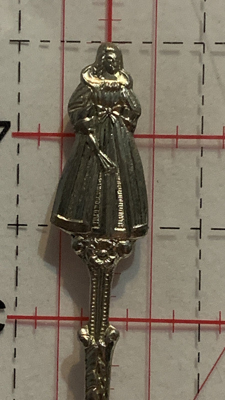Maiden Holding a Fan  Elwezetta Speculum Plate Souvenir Spoon
