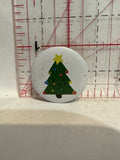 Smiling Christmas Tree Button Pinback