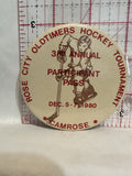 Rose City Oldtimers Hockey Tournament 3rd Annual Participant Pass 1980 Button Pinback