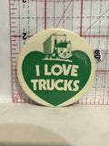 I Love Trucks Mascot Heart Button Pinback