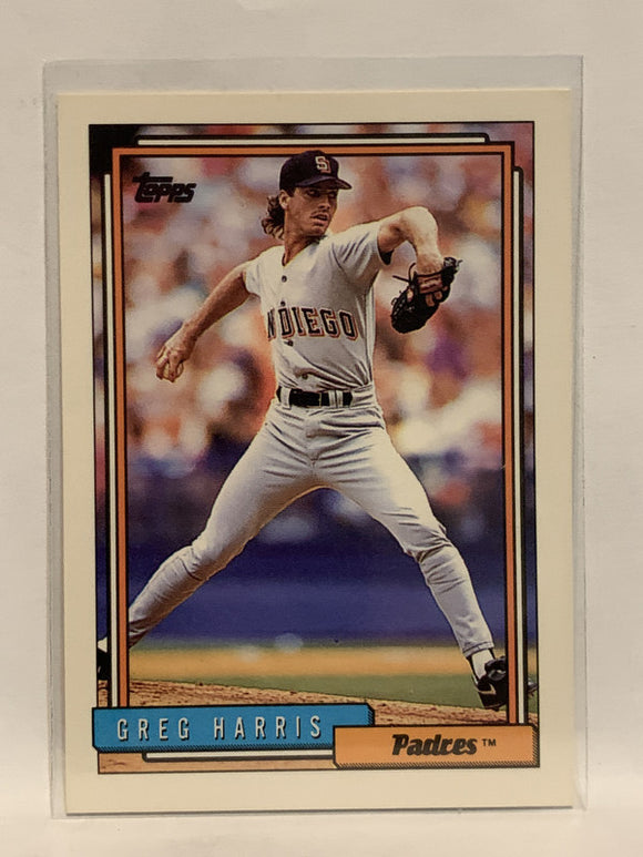 #636 Greg Harris San Diego Padres 1992 Topps Baseball Card