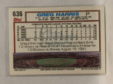 #636 Greg Harris San Diego Padres 1992 Topps Baseball Card