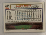 #214 Andy Mota Houston Astros 1992 Topps Baseball Card