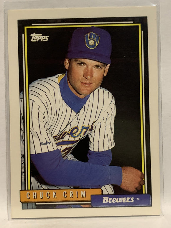 #169 Chuck Crim Milwaukee Brewers 1992 Topps Baseball Card