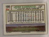 #100 Jose Canseco Oakland Athletics 1992 Topps Baseball Card