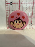 Girl Monkey Hearts Button Pinback