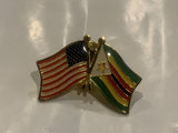 USA Zimbabwae Friendship Flags Lapel Hat Pin CQ