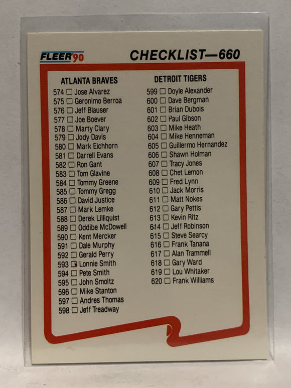 #660 Checklist Special Cards 1990 Fleer Baseball Card