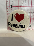 I Love Heart Penguins Button Pinback
