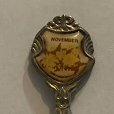 November Chrysanthimum Flower collectable Souvenir Spoon PB