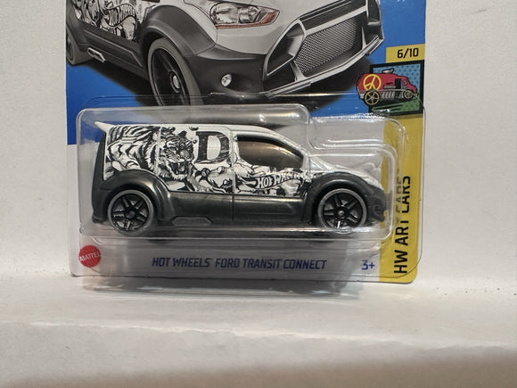 White Hot Wheels Ford Transit Connect HW Art Cars 6/10 64/250 HKH50 2021 Hot Wheels Diecast Car