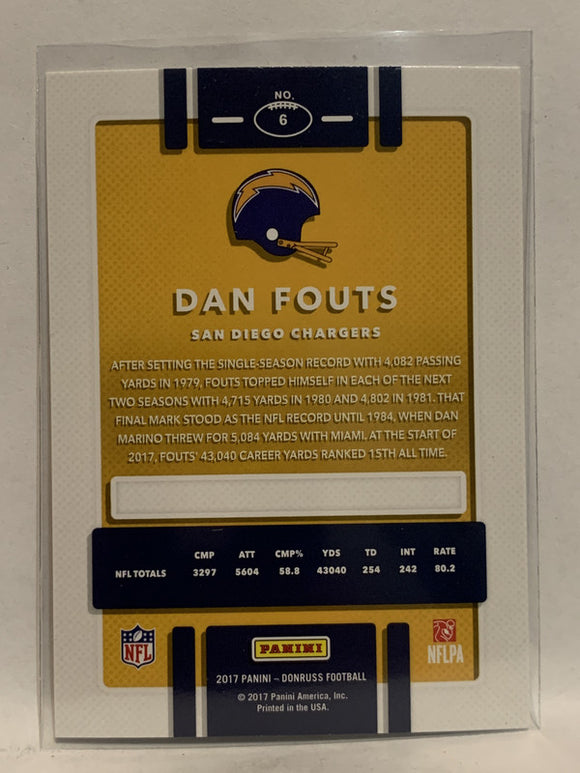 #6 Dan Fouts San Diego Chargers 2017 Donruss Football Card