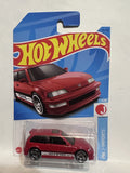 Red '90 Honda Civic EF HW J-Imports 7/10 96/250 HKJ16 2021 Hot Wheels Diecast Car