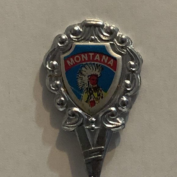 Montana State Native Chief collectable Souvenir Spoon PB