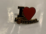 I Love Volleyball Lapel Hat Pin CR