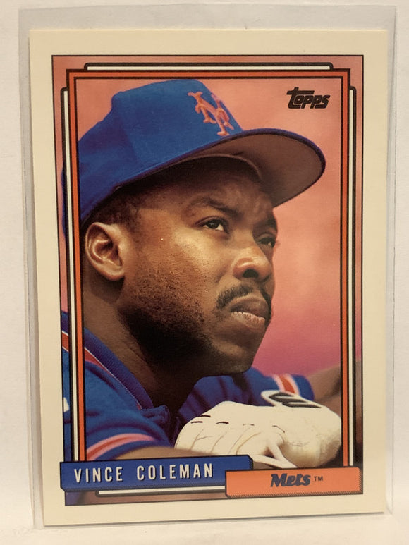 #500 Vince Coleman New York Mets 1992 Topps Baseball Card