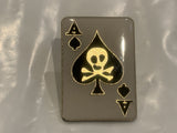 Ace of Spades Skull and Cross Bones Lapel Hat Pin CR