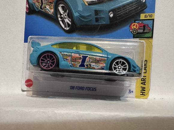 Blue '08 Ford Focus HW Art Cars 8/10 83/250 HKH51 2021 Hot Wheels Diecast Car