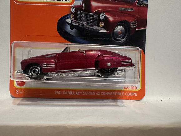 Red 1941 Cadillac Series 62 Convertible Coupe 62/100 HFR79 TPN 36 2021 Matchbox Diecast Car