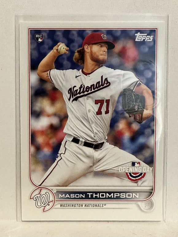 #145 Mason Thompson Rookie Washington Nationals 2022 Topps Opening Day Baseball Card