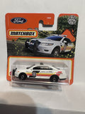 White Hazmat Team Ford Police Interceptor 42/100 HFR99 2021 Matchbox Diecast Car