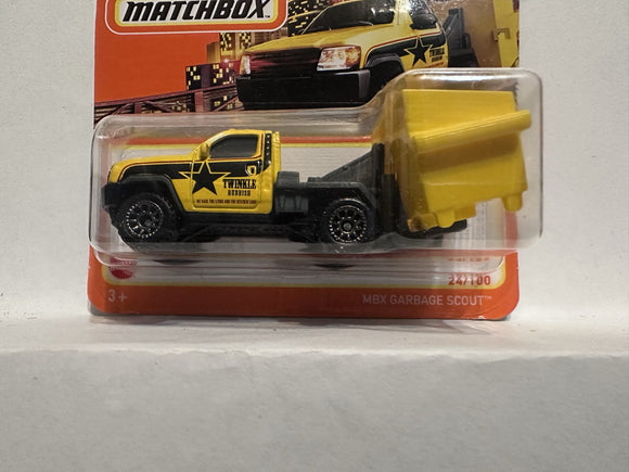 Yellow Twinkle Rubbish MBX Garbage Scout 24/100 HFR80 2021 Matchbox Diecast Car