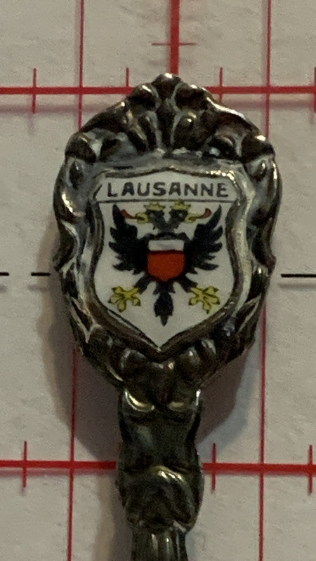 Lausanne Switzerland Flag Silta Sterling Souvenir Spoon