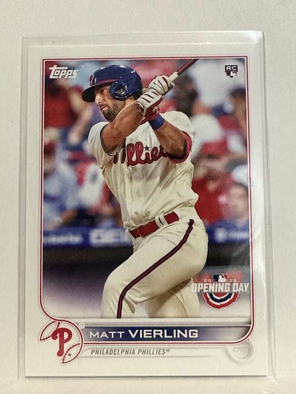 #56 Matt Vierling Rookie Philadelphia Phillies 2022 Topps Opening Day Baseball Card