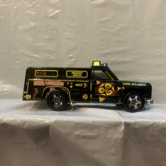 Black Biohazard Removel Truck Hot Wheels Loose Diecast Car 1/64 HK