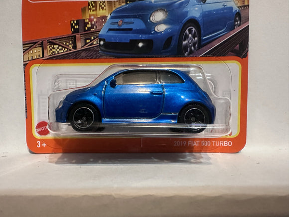 Blue 2019 Fiat 500 Turbo 11/100 HFR65 2021 Matchbox Diecast Car