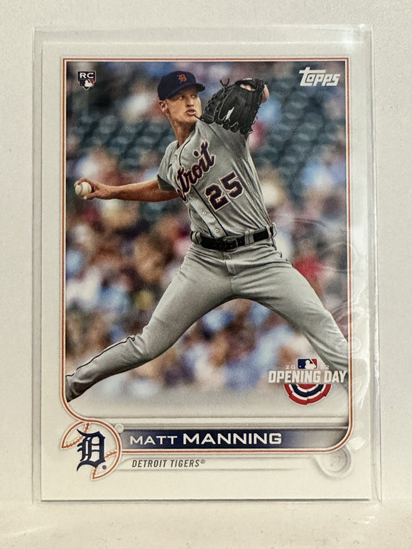 #102 Matt Manning Rookie Detroit Tigers 2022 Topps Opening Day Baseball Card