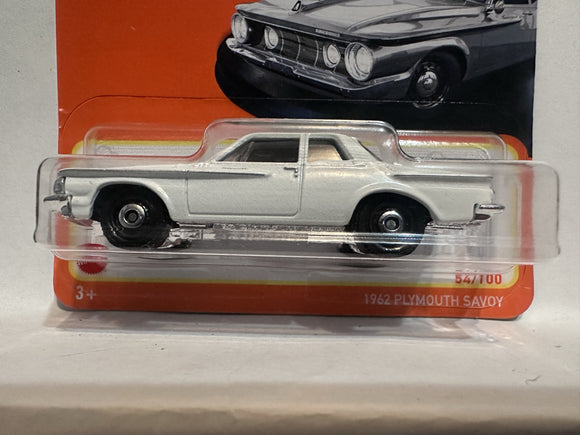 White 1962 Plymouth Savoy 54/100 HFR58 2021 Matchbox Diecast Car