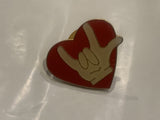 I Love You Hand Signal Heart Lapel Hat Pin CU