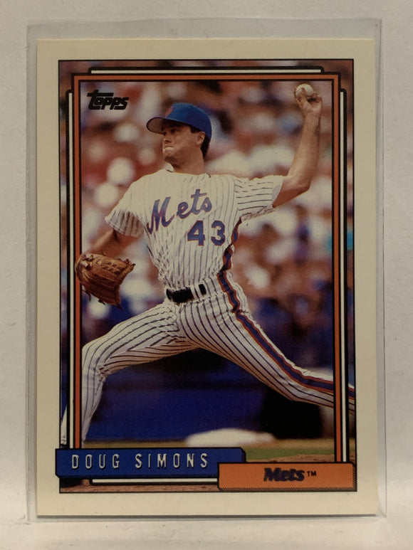 #82 Doug Simons New York Mets 1992 Topps Baseball Card