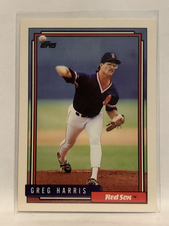 #468 Greg Harris Boston Red Sox 1992 Topps Baseball Card