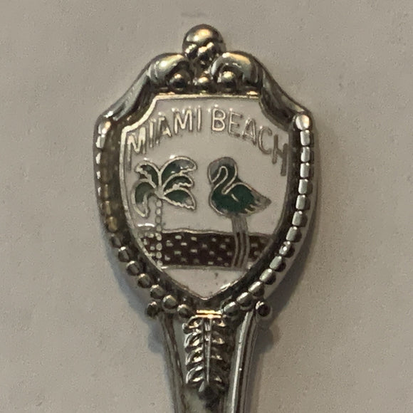 Miami Beach Florida Flamingo Palm Tree collectable Souvenir Spoon PF
