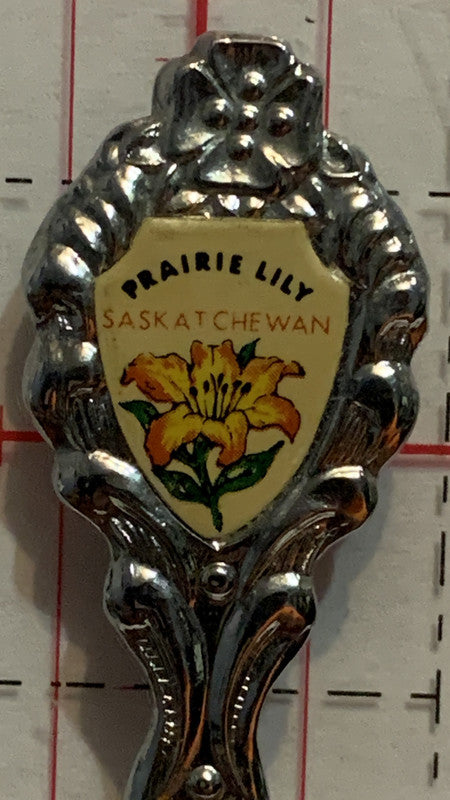 Chitek Lake Saskatchewan Prairie Lily   Chrome Souvenir Spoon