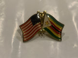 USA Zimbabwae Friendship Flags Lapel Hat Pin CV