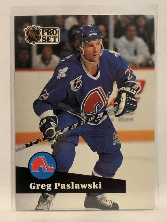 #469 Greg Paslawski Quebec Nordiques 1991-92 Pro Set Hockey Card