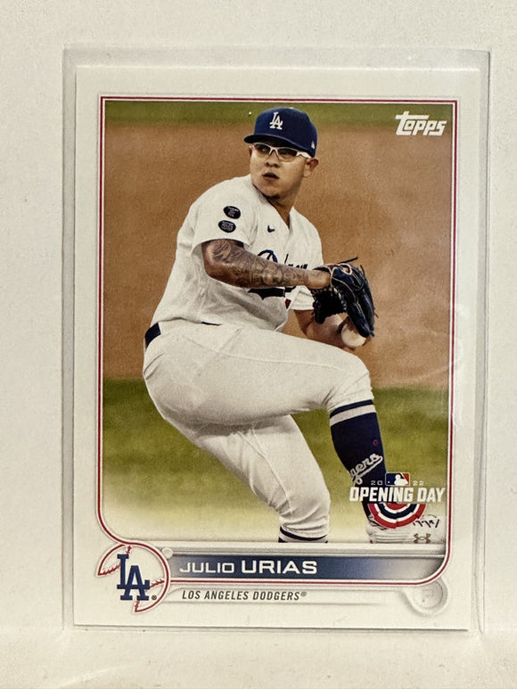 #65 Julio Urias Los Angeles Dodgers 2022 Topps Opening Day Baseball Card