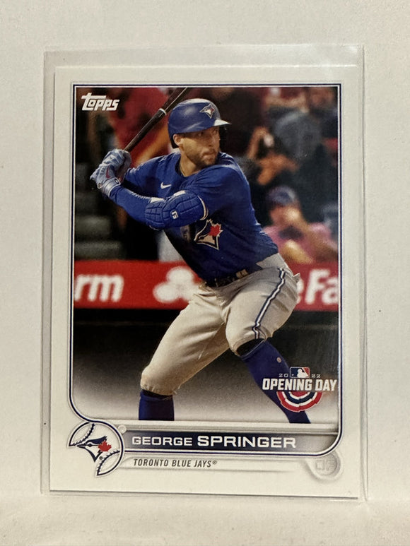 #172 George Springer Toronto Blue Jays 2022 Topps Opening Day Baseball Card